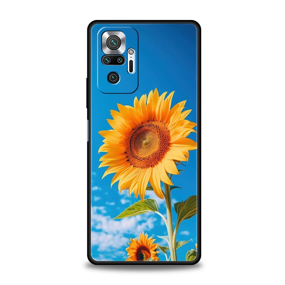 Beautiful Yellow Sunflower Phone Case For Xiaomi Redmi Note 14 13 5G 10 11 12 Pro Plus 4G 14C 13C 12C 10C Black Cover