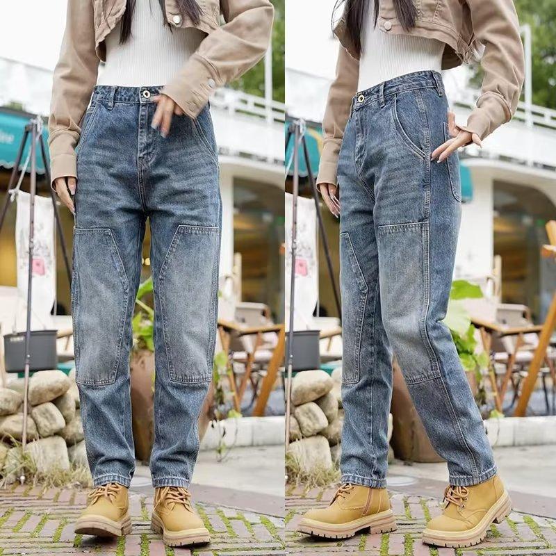 JYL Мужские Брюки Летние Новые Свободные Прямые Зауженные Модные Повседневные Корейские Универсальные Джинсовые Брюки L