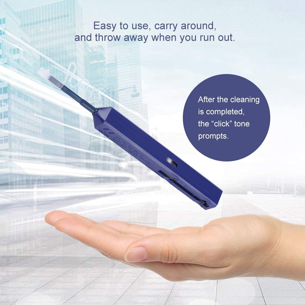 Mugast 1.25MM Cleaner, Fiber Optic Cleaning Pen for LC/MU Connectors, 95% Cleanliness, Blue