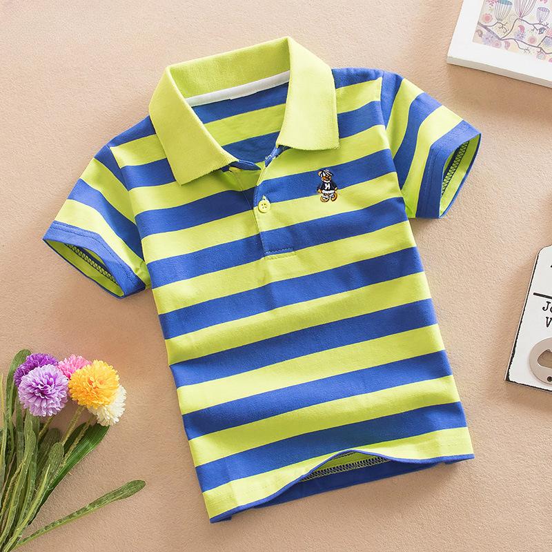 Boys and Girls Short-sleeved T-shirt Summer POLO Shirt Children's Clothing Pure Cotton Korean Style Big Children's Lapel Bottoming Shirt