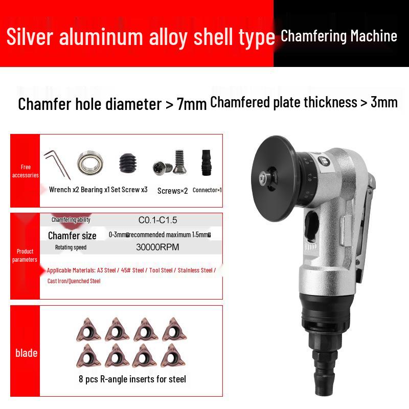 Compact Pneumatic Chamfering Tool - Handheld C & R Angle Deburrer for Woodworking Edge and Burr Removal
