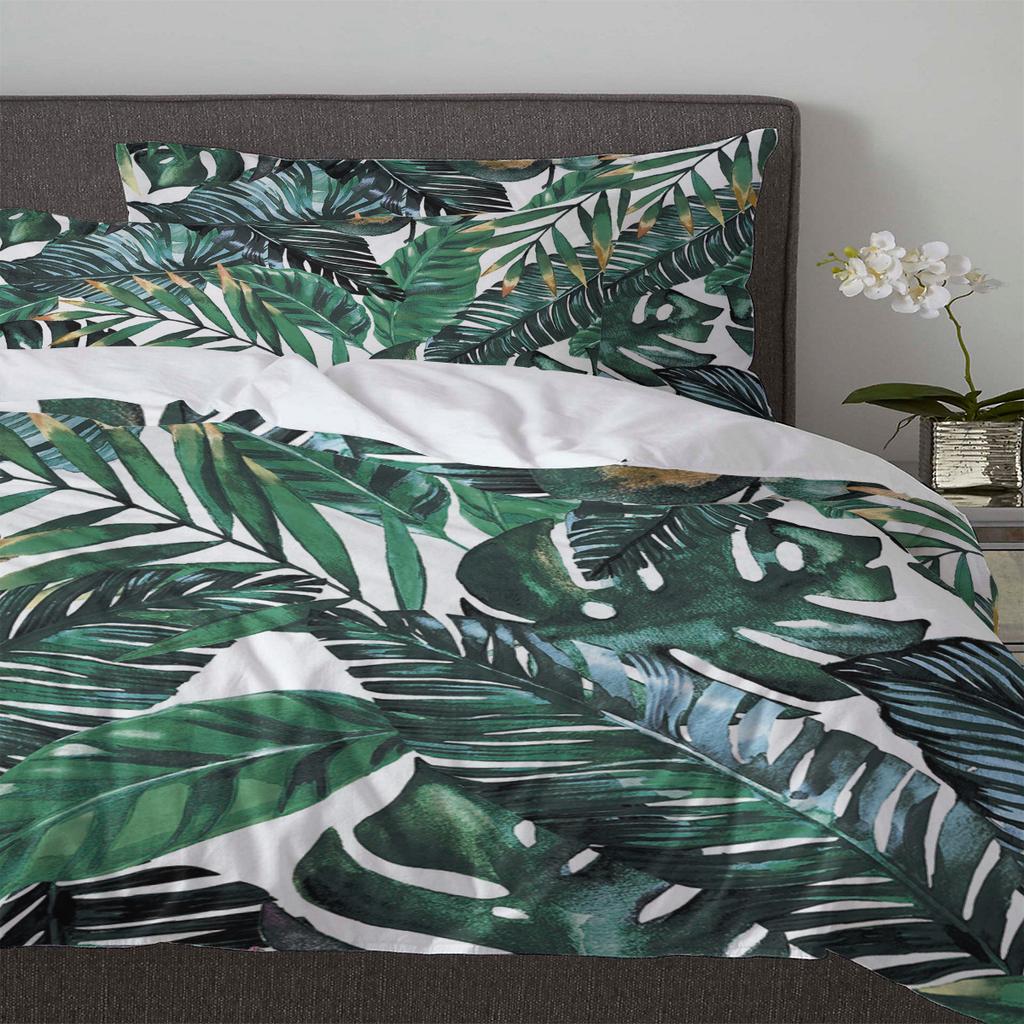 Comforter Tropical Plant Banana Leaf Green With Pillow Case Custom 3Pcs Bedding Set Double Bed Home Textile