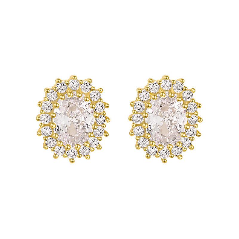 Oval Rhinestone Gentle Temperament Earrings Fashion Niche Design Stud Earrings Women Feel Cold Wind Ins Wind Earrings