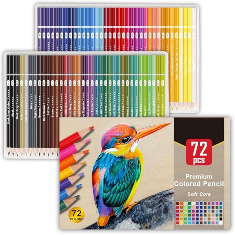 Corslet Colour Pencils 72 Count Colored Pencils for Adult Coloring Books, Soft Core,ideal for Drawing Blending Shading,c