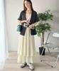 Elegant Japanese-Style Double-Layer Pleated Chiffon Skirt, Slimming and Versatile with an Elastic Waist