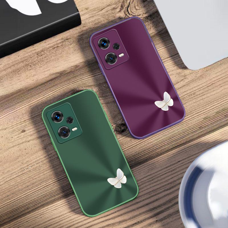 Farbverlauf Schmetterling Blau Für Xiaomi 14 Ultra 13 Lite Redmi Note 13 11 Pro 12 Plus Poco X6 3 Pro F4 6 GT Gehärtetes Glas Handyhülle