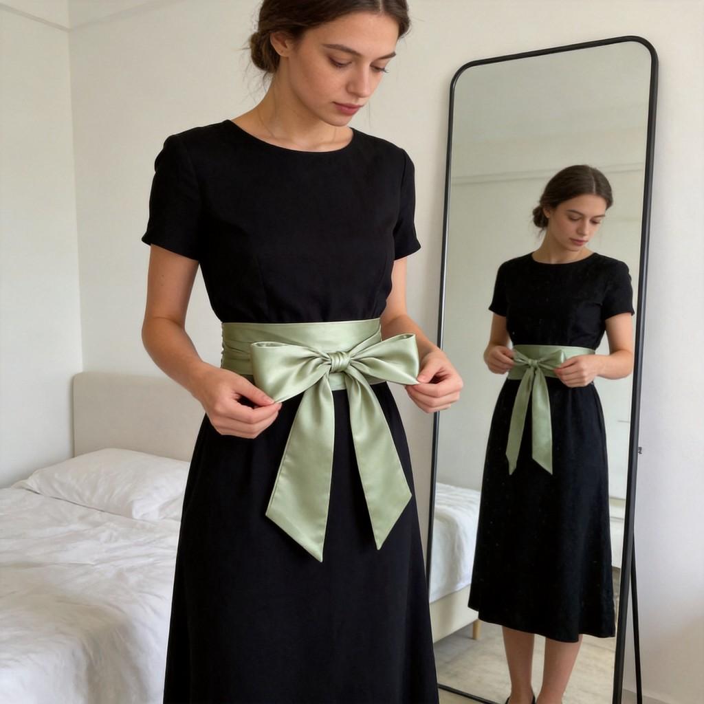 Cintura Larga in Poliestere per Abiti con Chiusura a Fiocco per Abiti da Sposa e Abbigliamento Formale