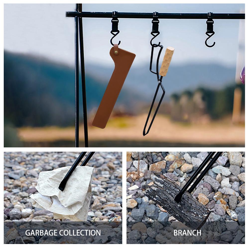 Metal Wooden Barbecue Fire Tongs Long Handle Wood Burner Fireplace  Charcoal Clip Portable Lightweight Outdoor Camping Equipment