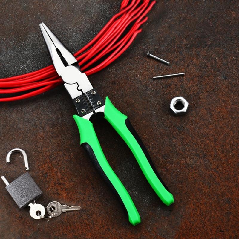 Electrician Pliers Multifunctional Needle Nose Plier for Wire Stripping Cable Cutter Terminal Crimping Hand Tools