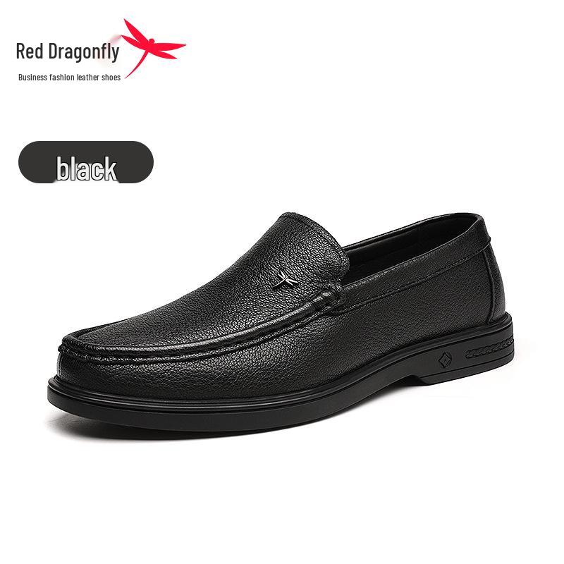Men s Red Dragonfly Genuine Leather Loafers – Soft, Slip-On Cowhide Driving Shoes 41