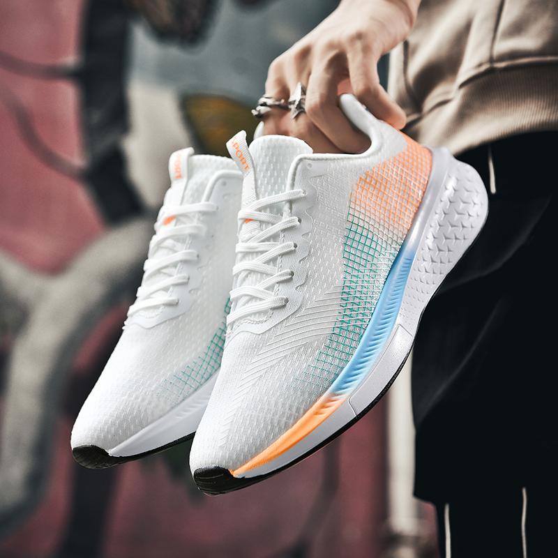 Мужские удобные ультрамягкие и дышащие кроссовки на шнуровке 45 белый/фиолетовый — фото 8