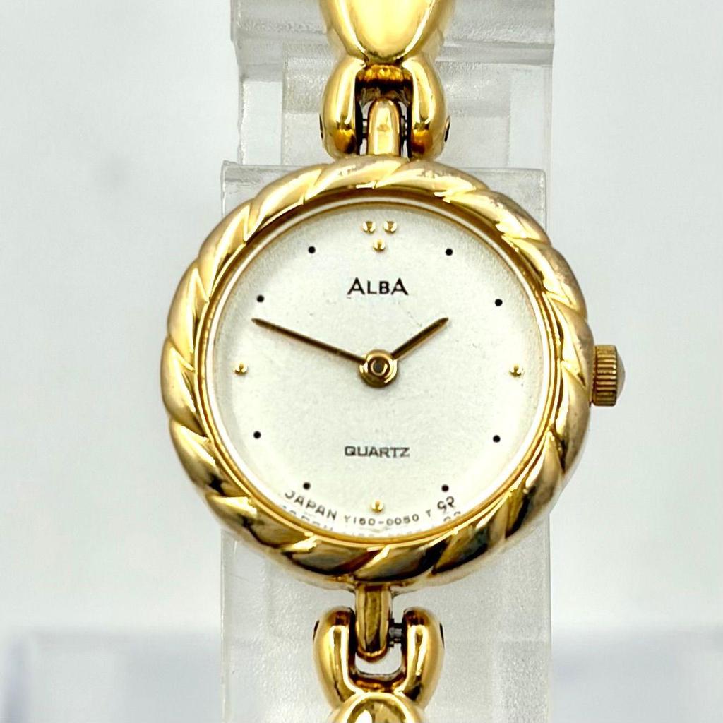 Used [New Battery] SEIKO ALBA Ladies Watch Gold Y150-0A30 910779