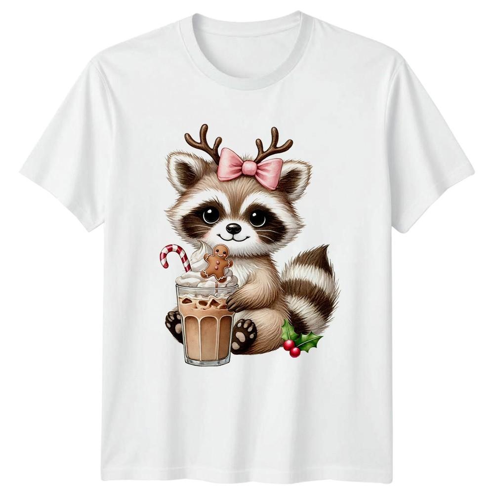 Cute Raccoon Christmas Holiday Graphic Tee Unisex Unisex Unisex TShirt S