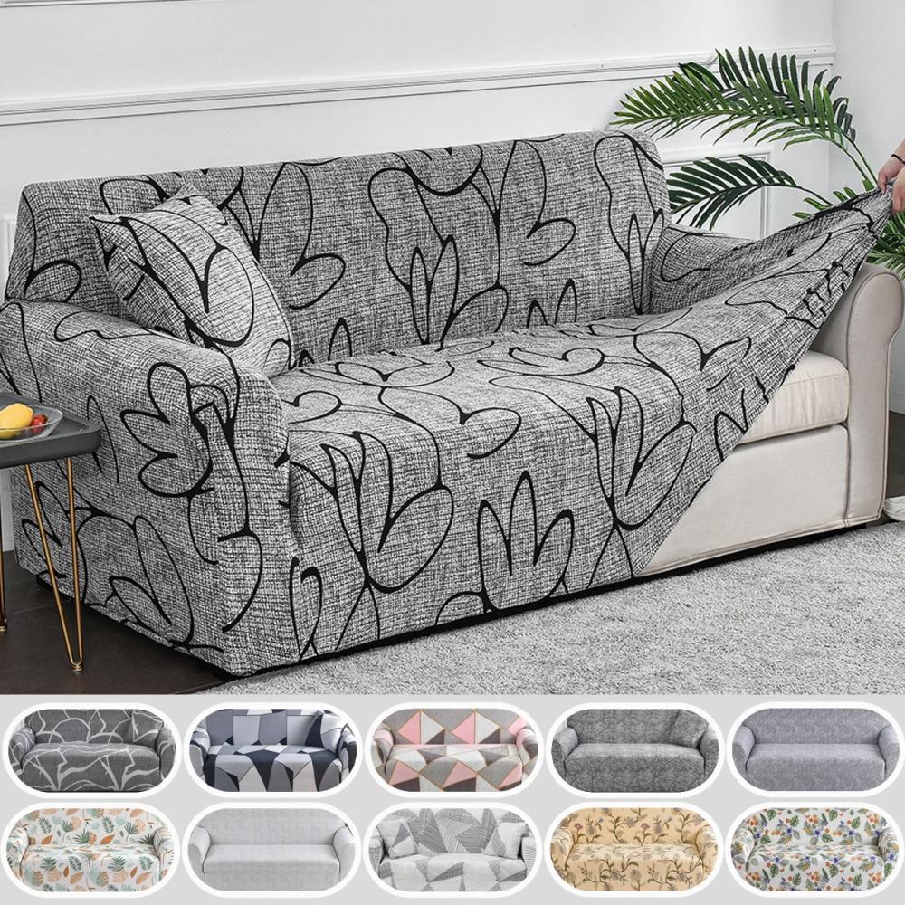 1pc Printed Elastic Sofa Cover Antidirty Spandex Sofa Cover Furniture Protector for Bedroom Office Living Room Home Decor