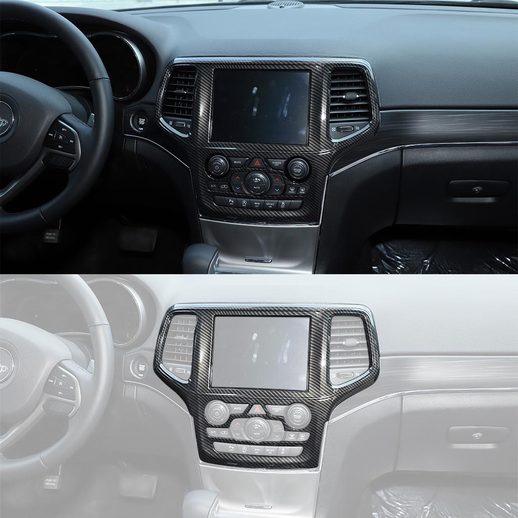 Center Console Navigation Panel Decoration Cover Trim for Jeep Grand Cherokee 2014 2015-2018 Carbon Fiber Interior Accessories