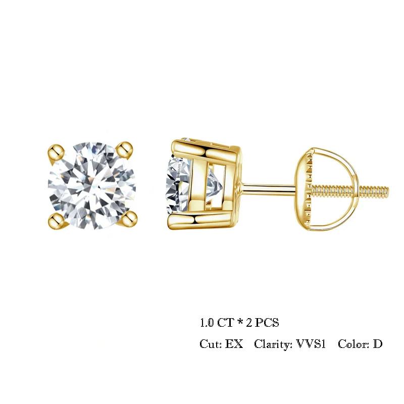 BAMOER 4 Prongs Moissanite Earrings for Women Solid 925 Silver 2CT VVS1 Lab Diamond Sparkling Classic Wedding Jewelry