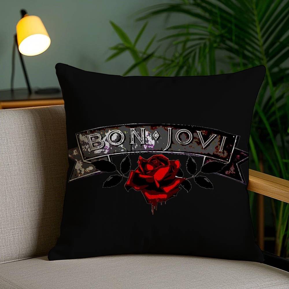 B-Bon J-Jovi Band Kussenhoes Bank Korte Pluche Dubbelzijdig HD Print Kamer Huis Kantoor Cadeau Kussenhoes
