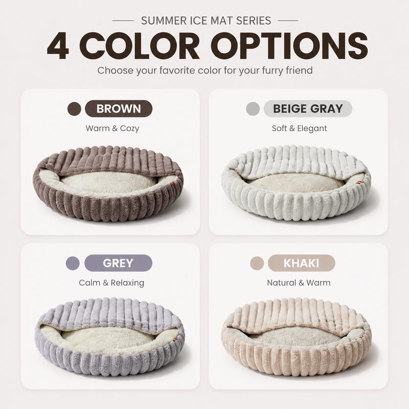 Plush Pet Bed Soft Rabbit Fur Dog Bed Cat Bed Calming Round Cushion Cozy Sleeping Nest Comfortable Pet Sofa