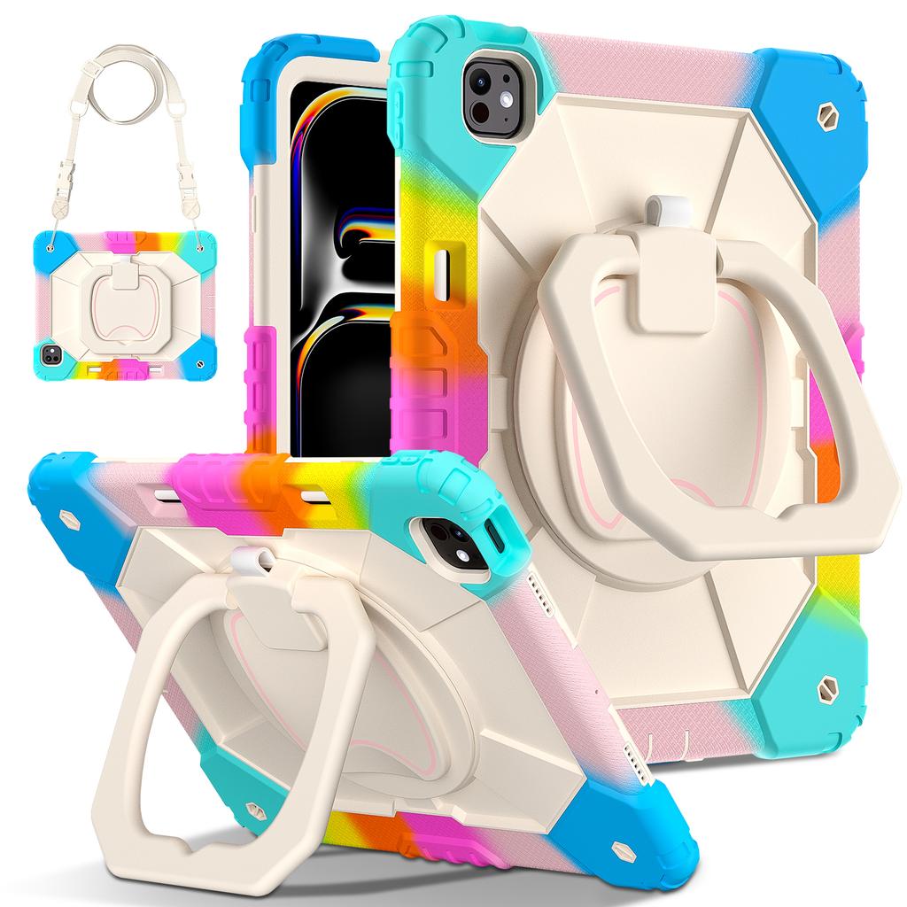 Stand Case for IPad Air 13 2026 M4 2025 M3 2024 M2 4 5 Pro 13 2025 M5 2024 M4 Rotating Handle Grip Rugged Cover Shoulder Strap