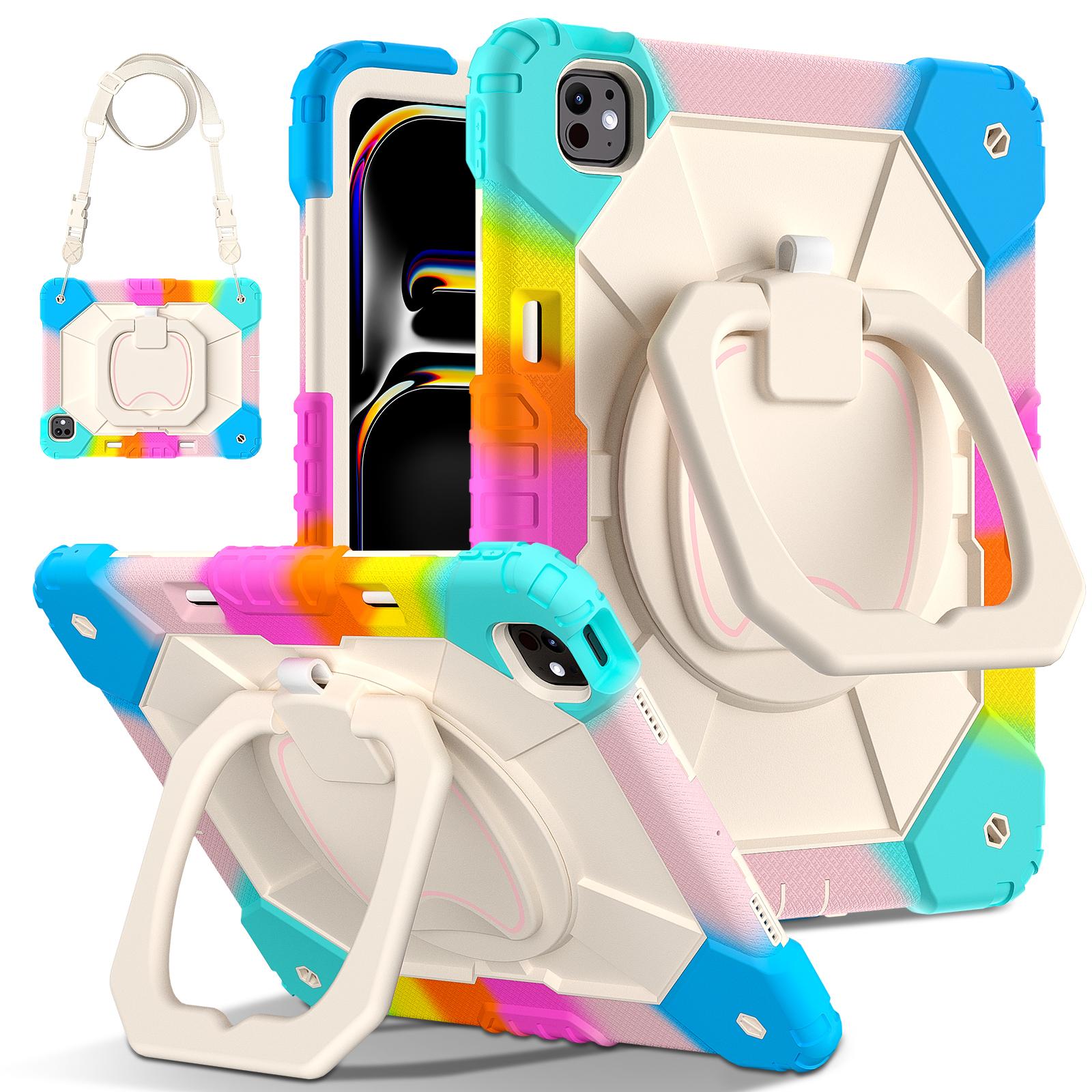 

Stand Case for IPad Air 13 2026 M4 2025 M3 2024 M2 4 5 Pro 13 2025 M5 2024 M4 Rotating Handle Grip Rugged Cover Shoulder Strap iPad Air 13 2026 M4