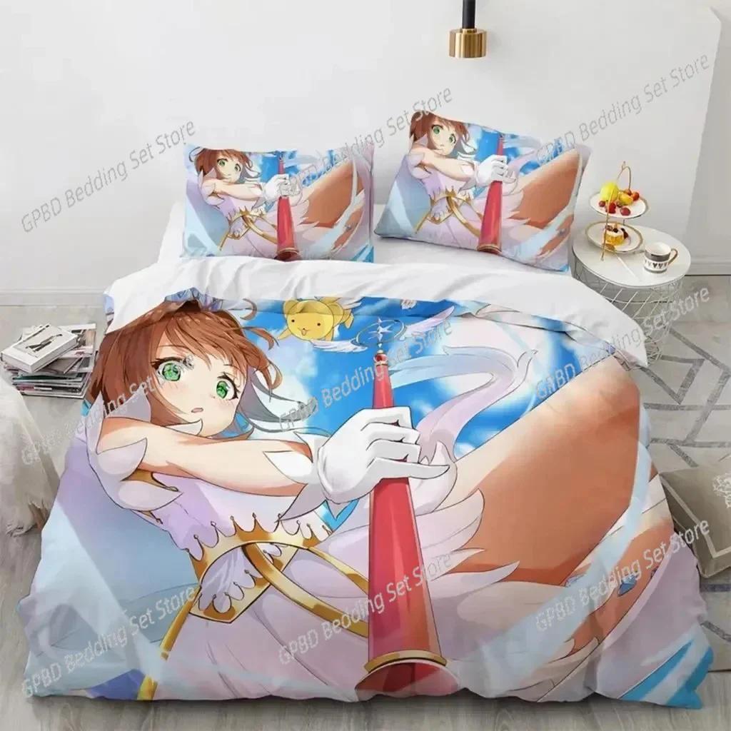 Comforter Anime Cardcaptor Sakura Bedding Set 3D Printed Suitable For Bedroom Kids Home Textile