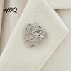 Scarf Fastening Pin Double Layered Love Heart Brooch Rhinestone Lapel for Men Heart-shaped Brooch Women Decorative Badge Clothes Bag Hat Suits