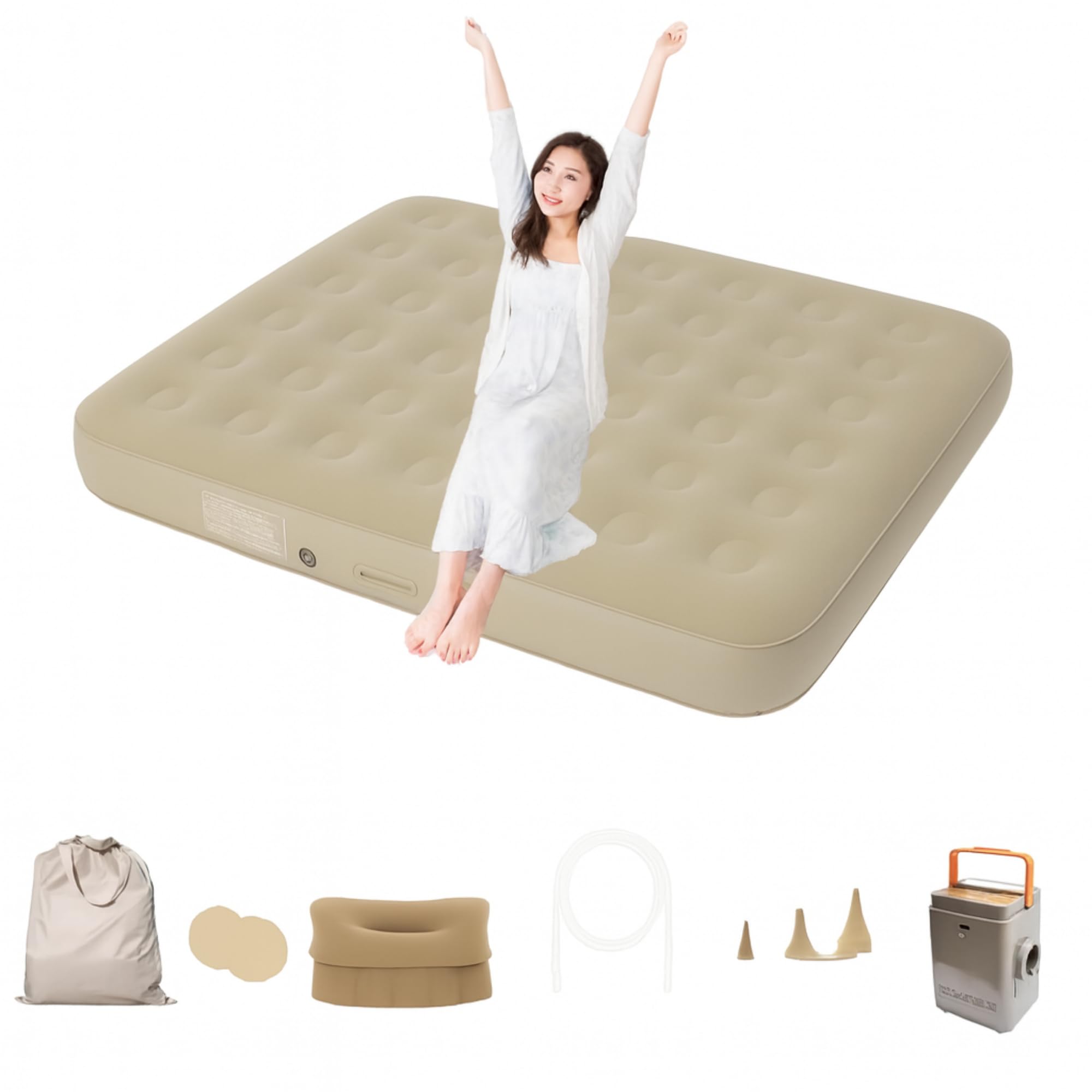 

Двойной Электрический Воздушный Электрический Автоматический 300 кг Вес и Удобный для Улицы Автомобиля Гостя и Катастрофы Включает Ремонтный Комплект и Хранение Цвет Хаки