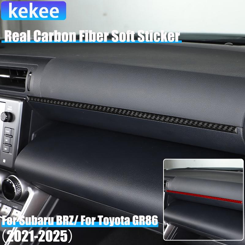 Real Carbon Fiber Car Accessories Co-pilot Strip Cover Soft Sticker For Subaru BRZ/ For Toyota GR86    2024 2025