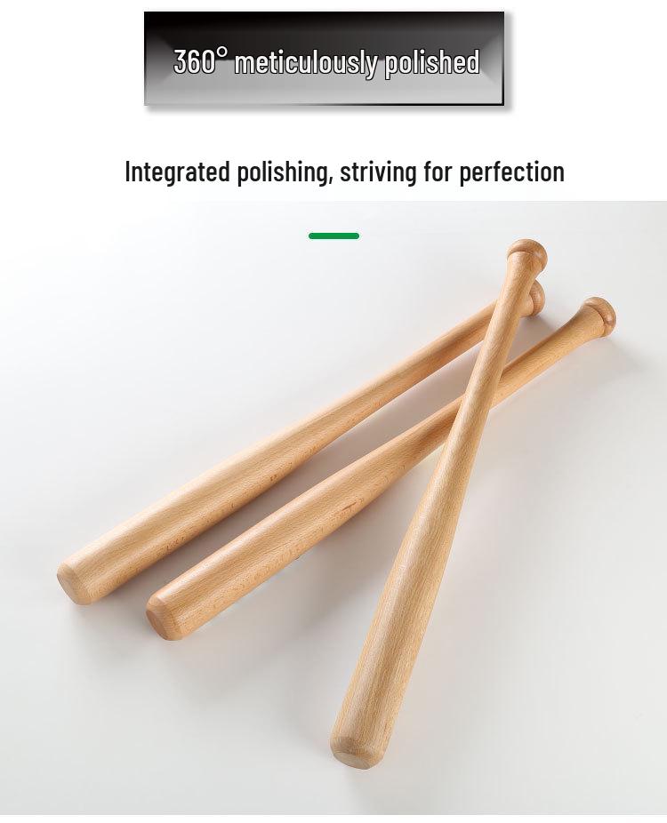 Solid Beech Heavy-Duty Polished Wood Baseball Bat