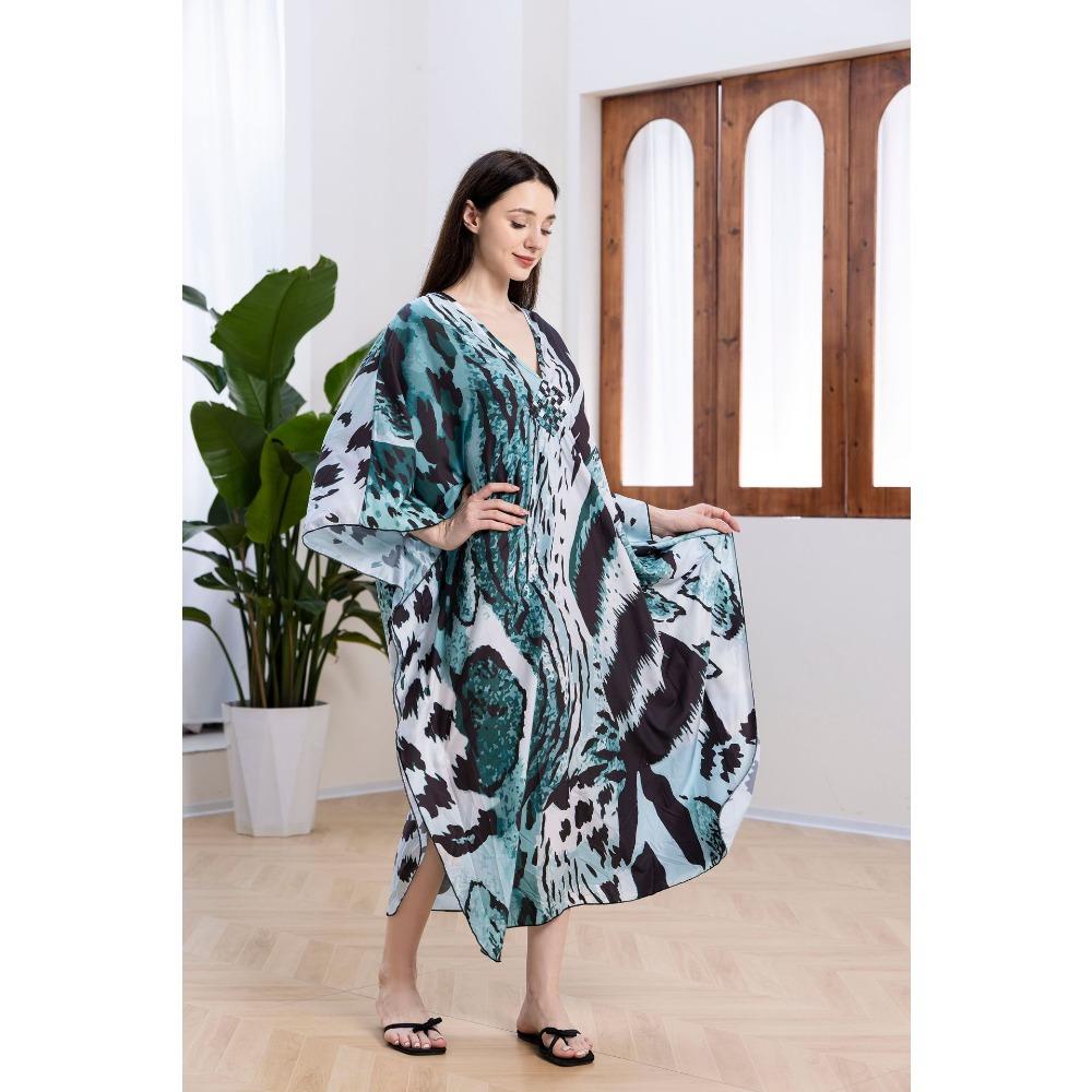 New Beach Smock, Printed Dress, Long Gown, Vacation Beach Dress