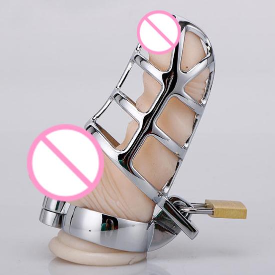 Male Penis Chastity Lock Cage Time Delay Ring Masturbation Massager Sex Toys
