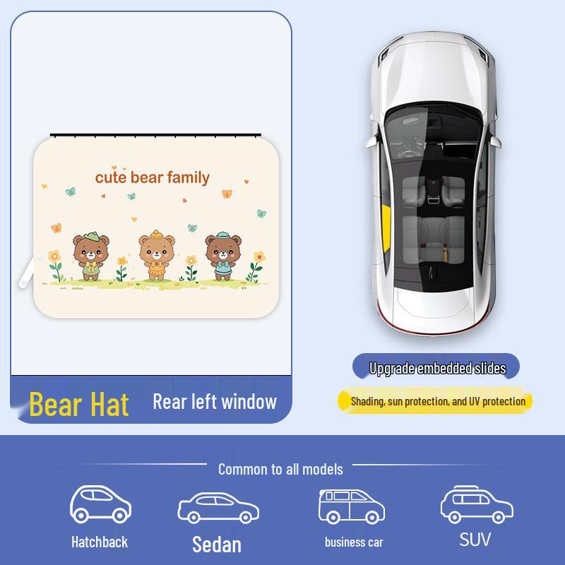 Car Sunshade Track Window Curtain - Interior Sun Protection & Privacy Blackout for Baby Stroller Side Windows
