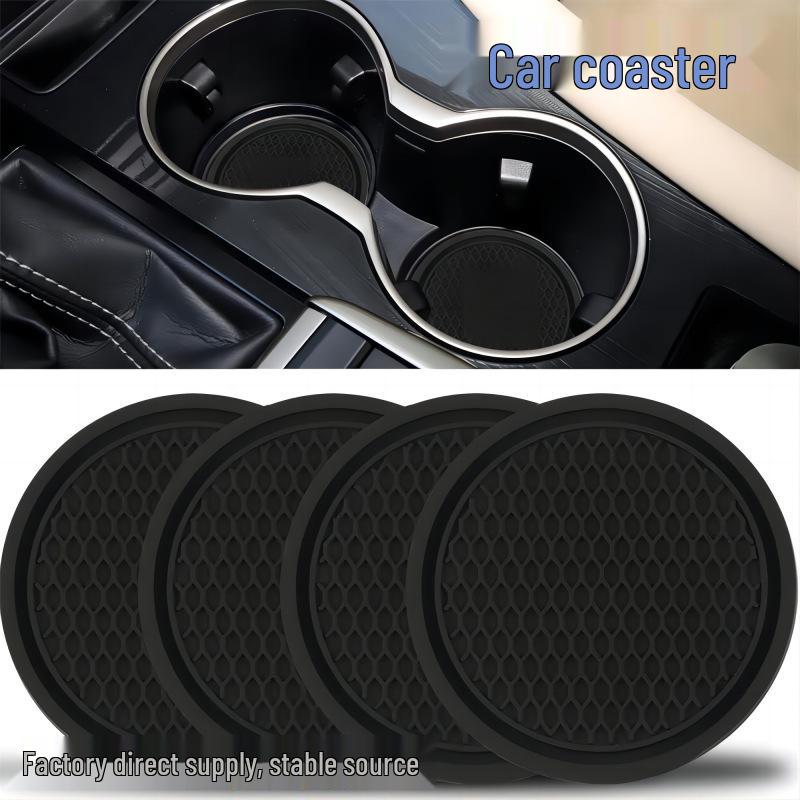 Anti-Slip PVC Car Cup Coaster - Soft Rubber Interior Accessory