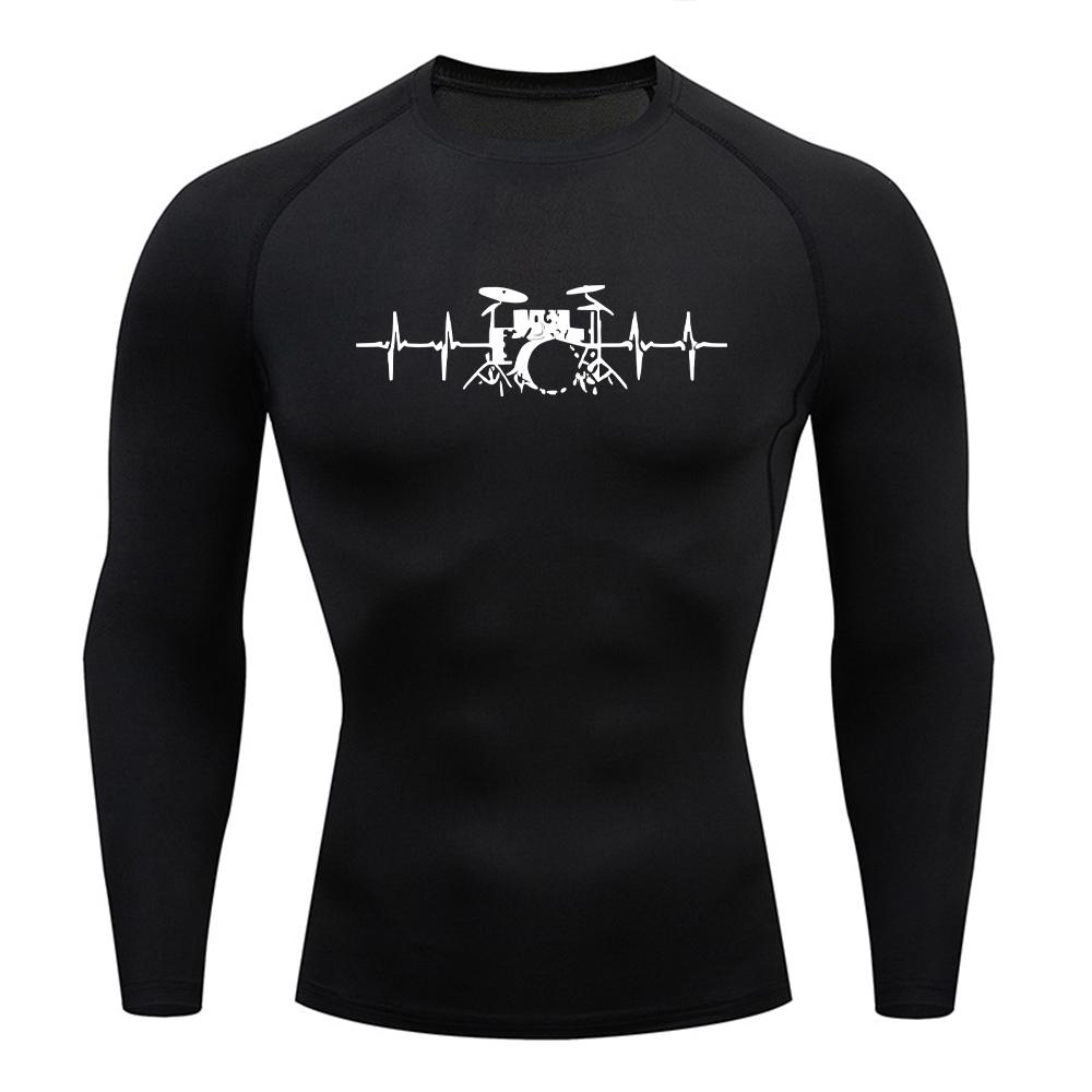Men s Printed Compression T-Shirt Summer Style Commute Long Sleeve Top Men s Daily Fitness Swimming Running Training S