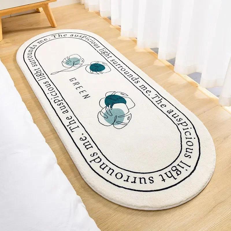 1 Stück Rutschfeste Schlafzimmer-Bettvorleger Flauschiger Weicher Teppich Bodenmatte Nordische Blumen Großer Teppich für Kinderzimmer Badezimmer Wohnzimmer Zuhause