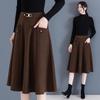 Women's Patchwork High Waist Slimming Long Skirt - Coffee, Large Size, Spring/Autumn 2026