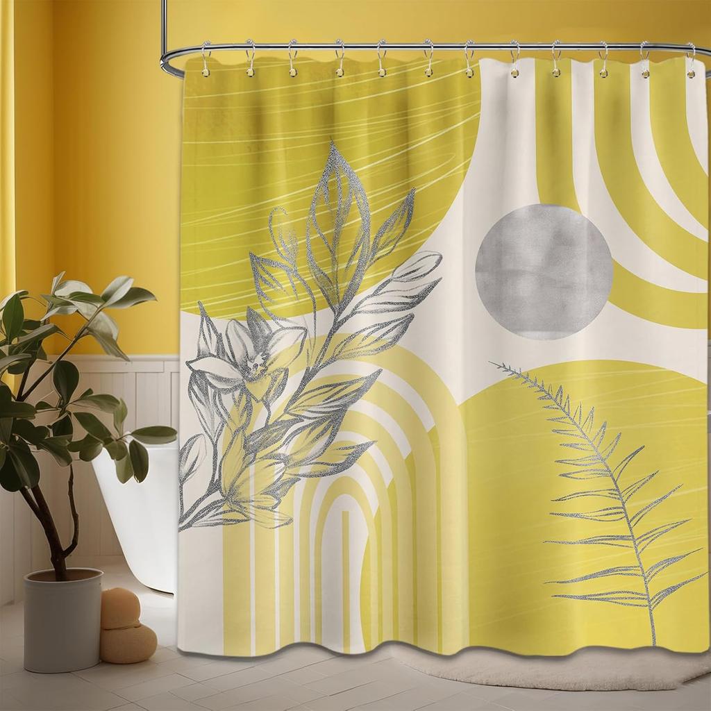 Mid-Century Moderní sprchový závěs Černobílý sprchový závěs do koupelny Dekorativní abstraktní sprchový závěs s háčky