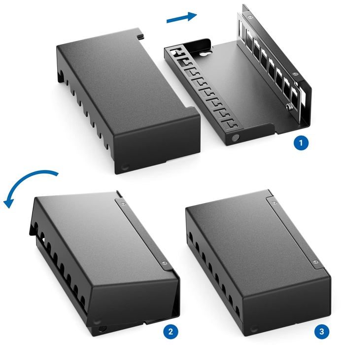 Rack - deleycon - mk5305 - 8 ports - compatible modules keystone - noir ral 9005