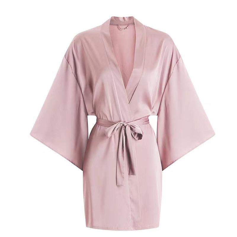 Spicy Nightdress with Chest Pads: Sexy, High-End Ice Silk Homewear for Women, Autumn & Winter, Plus Size, Pure Desire Style with Bow.