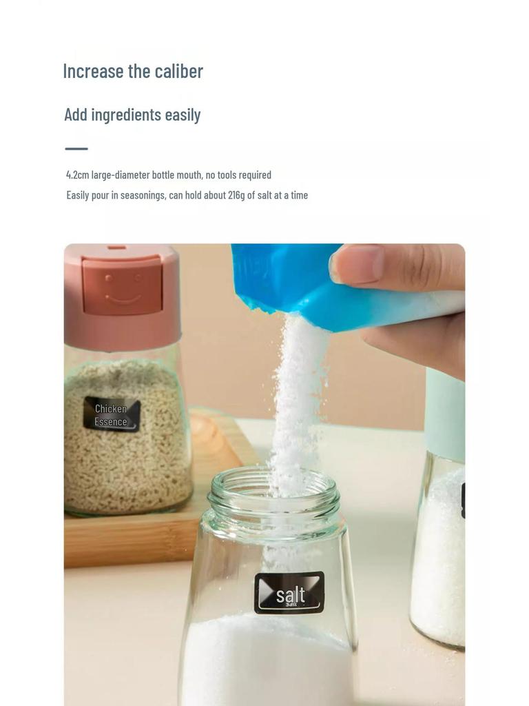 Newcomer Special: 5 Yuan Off - Press-Type Seasoning Jar for Kitchen, Sealed & Moisture-Proof Salt Control Bottle
