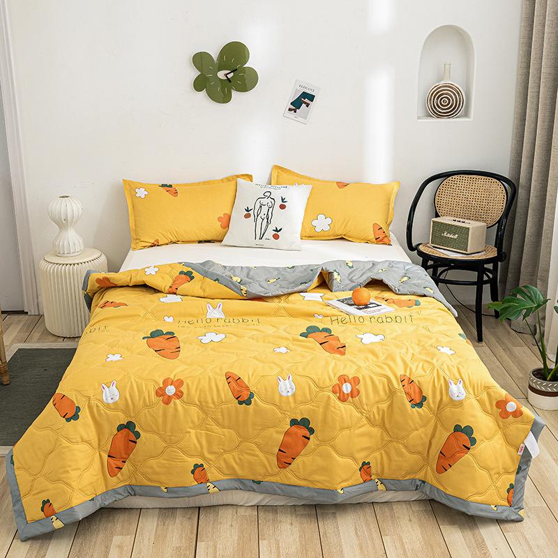 New Printed Quilt Washed Cotton Quilt Summer Thin Quilt Skin Friendly Bedding Air Conditioning Thin Blanket Home Textiles Machine Washable