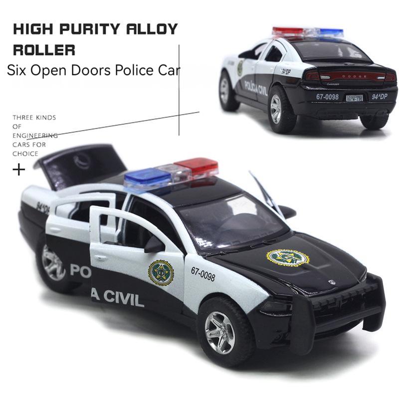 1/32 Alaşım Dodge Şarj Cihazı Polis Araba Modeli Döküm ve Oyuncak Araçlar Simülasyon Ses ve Işık Geri Çekin Koleksiyon Oyuncaklar Çocuklar Hediye