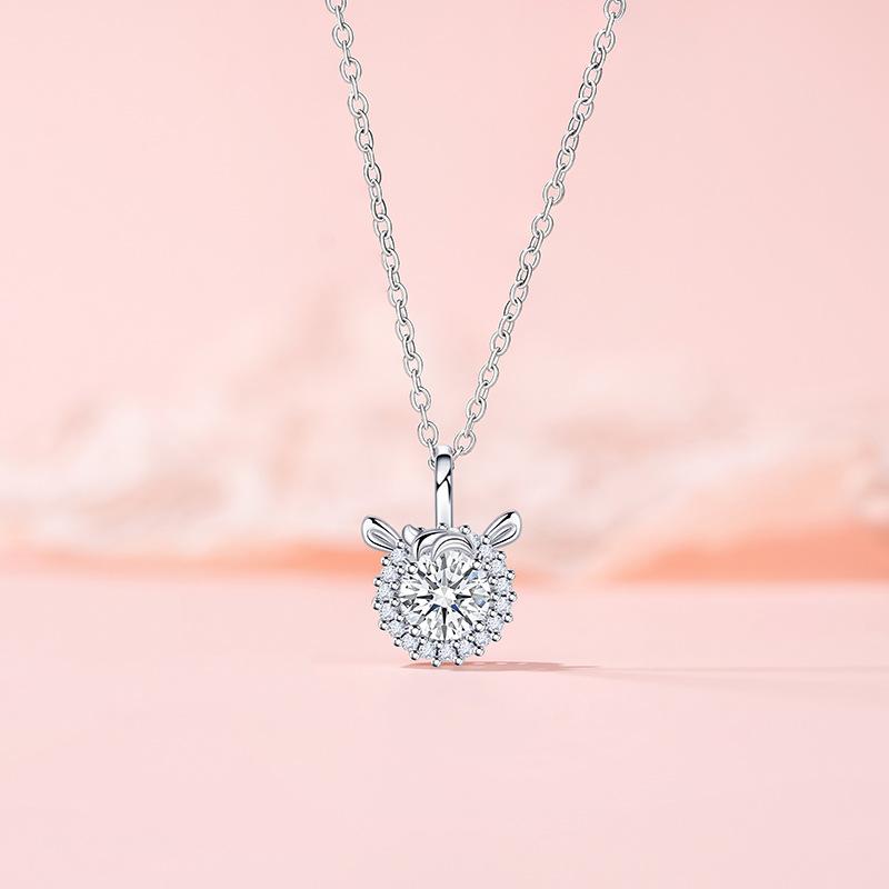 

Original Design, Zodiac Series, Afternoon Horse Necklace Temperament Niche Women s Stainless Steel Zircon Collarbone Chain