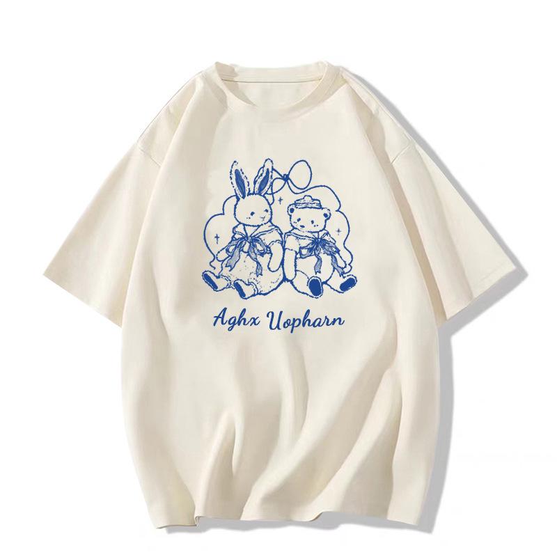 Women's Slimming White Pure Cotton Short-Sleeve T-Shirt - New Summer 2025 Collection