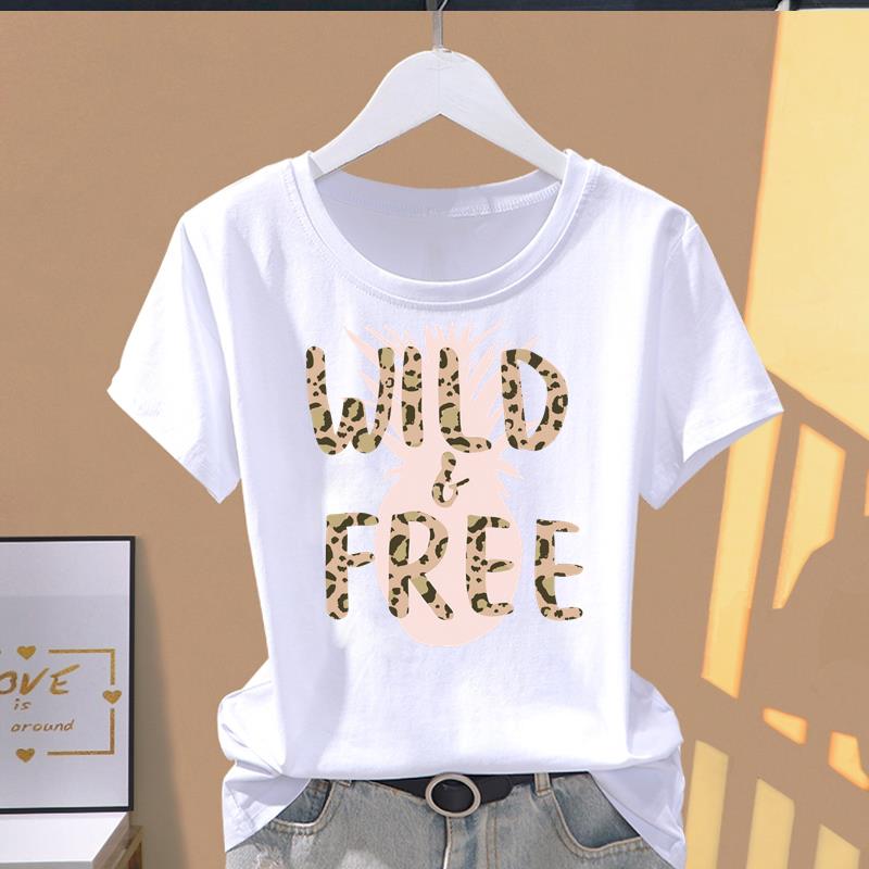 (Asian Size) Top O-neck Tee Fashion Print love style trend Casual Short Sleeve T-shirts T Graphic Female Women's Clothing
