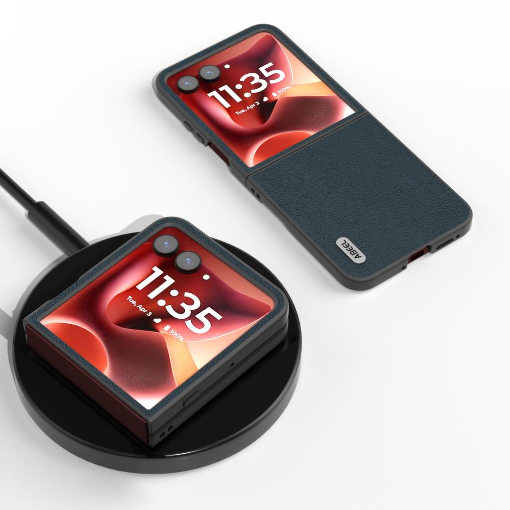 ABEEL For Motorola Razr 60 Ultra 5G Case Anti-Scratch Genuine Cow Leather Back Phone Cover