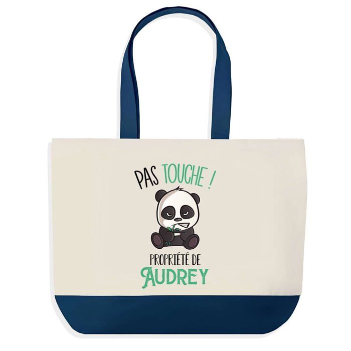 Tote bag - PLANETEE - Audrey Pas Touche Panda - Bleu - Coton - 40 x 45 cm