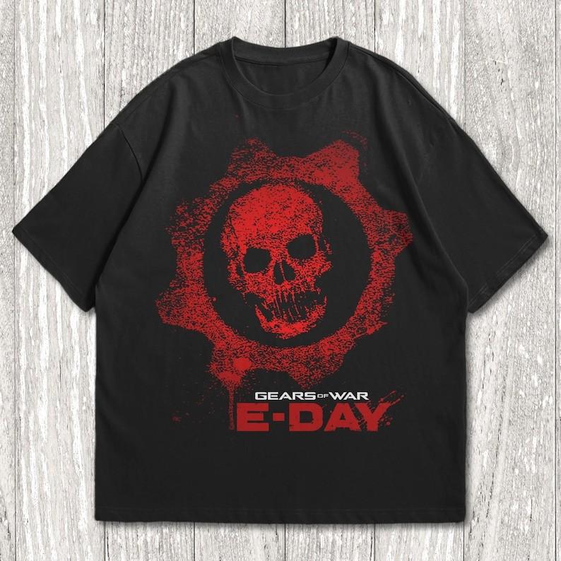 Футболка Gears of War, Футболка E-Day, Винтажная игровая футболка