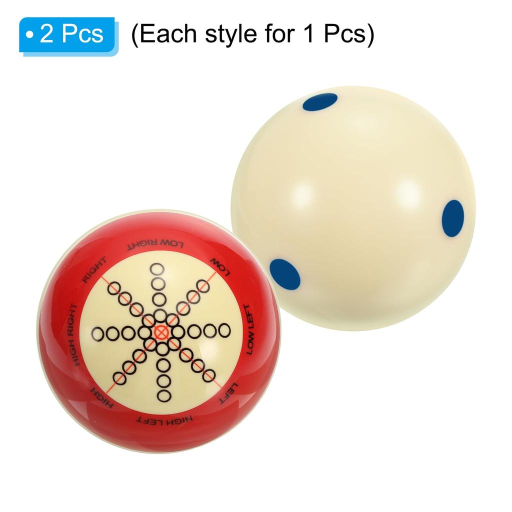 PATIKIL Billiard Practice Training Cue Balls, 57.2mm, 2-Piece AAA Grade Pro Cup Standard Pool Cue Balls with Blue Dot Billiard Accessories, White