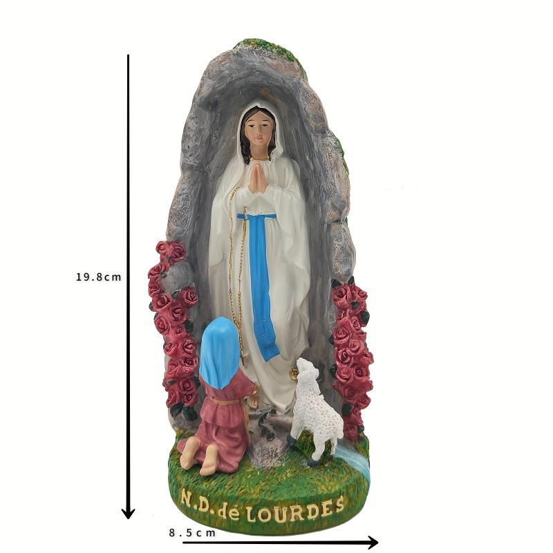 20cm Our Lady Mary Lourdes Resin Figurine Statue Religious Christmas Decor Catholic Holiday Figurine Decoration